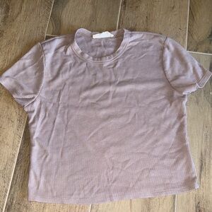 Casual Mauve Ribbed Women's Top